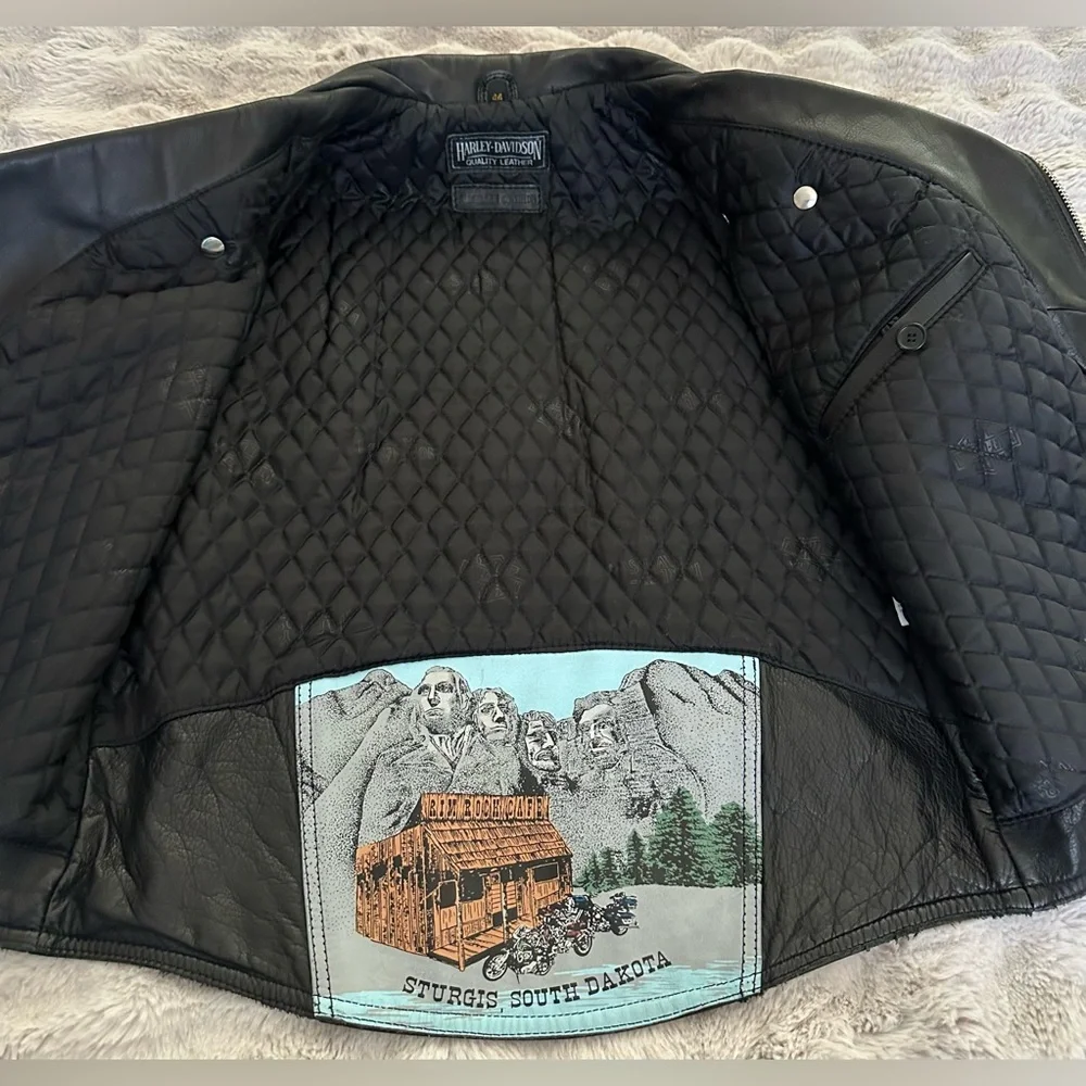 Harley-Davidson USA Made Leather Jacket Eagle Graphic Sturgis 44